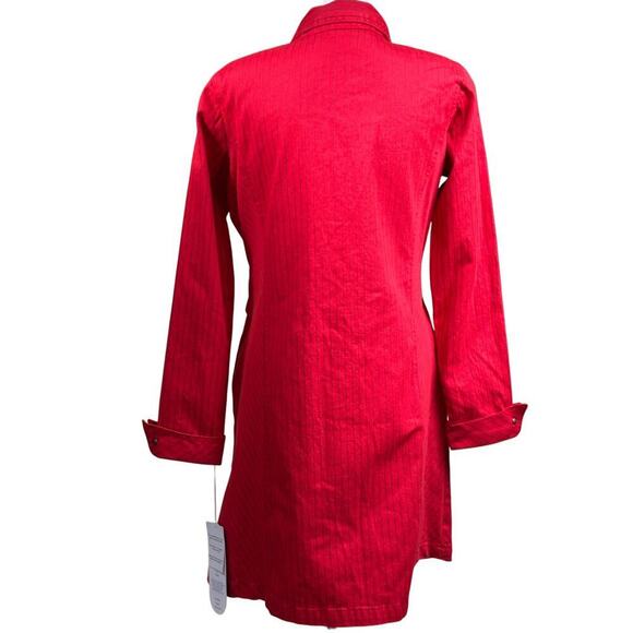 DG2 red denim pinstripe shirtdress, NWT, Americana, western, utility, bold - Picture 3 of 9